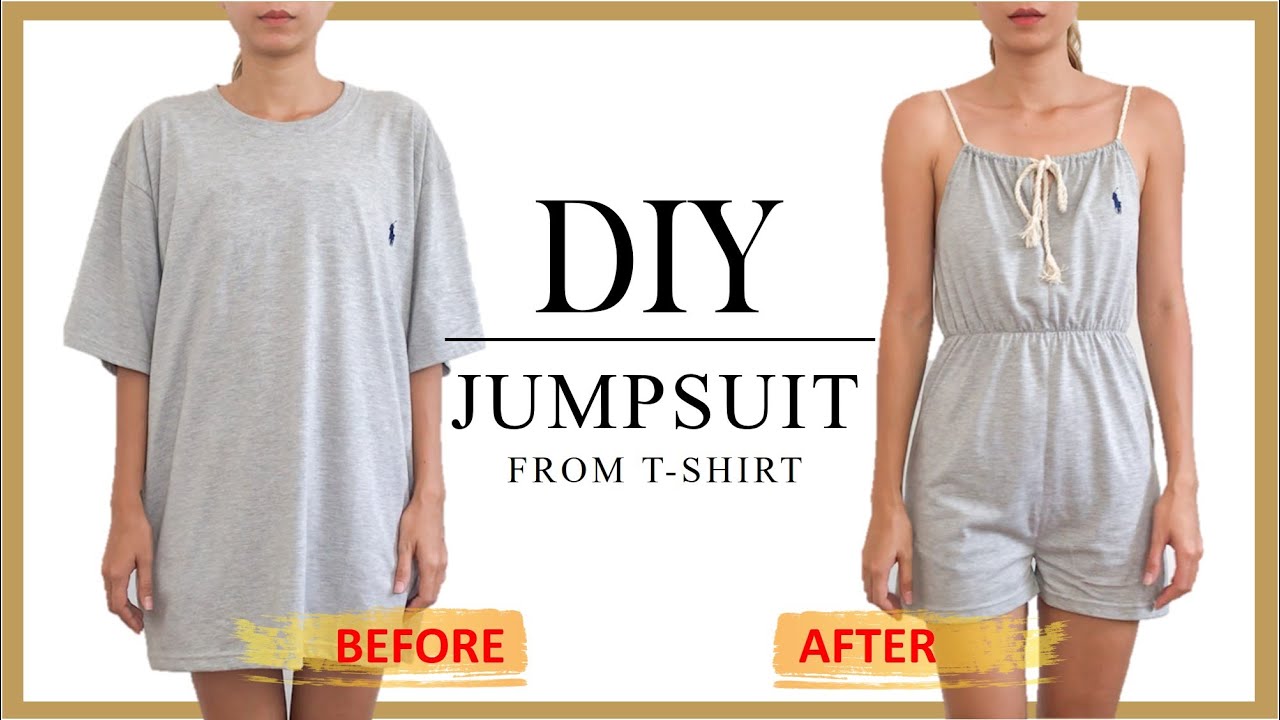 DIY refashion T-Shirt into Jumpsuit - Idea to reuse old T-Shirt