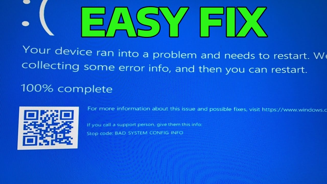 How To Fix Bad System Config Info Blue Screen in Windows 11