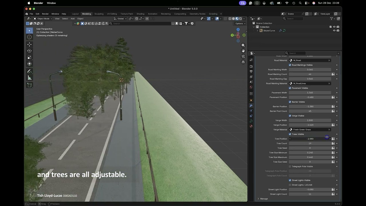 Blender Procedural Content Generation Road Tool Demo