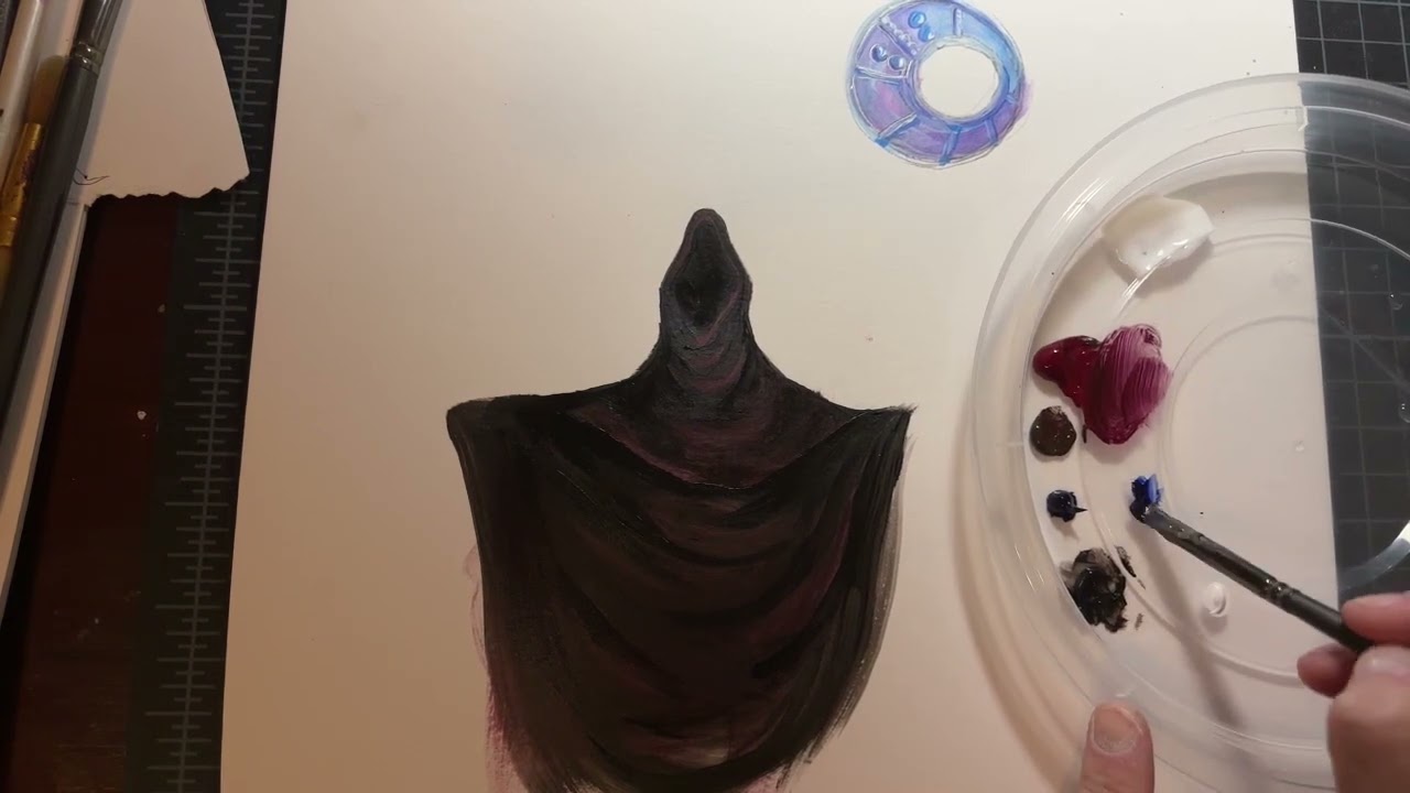 Acrylic demo: painting black clothing