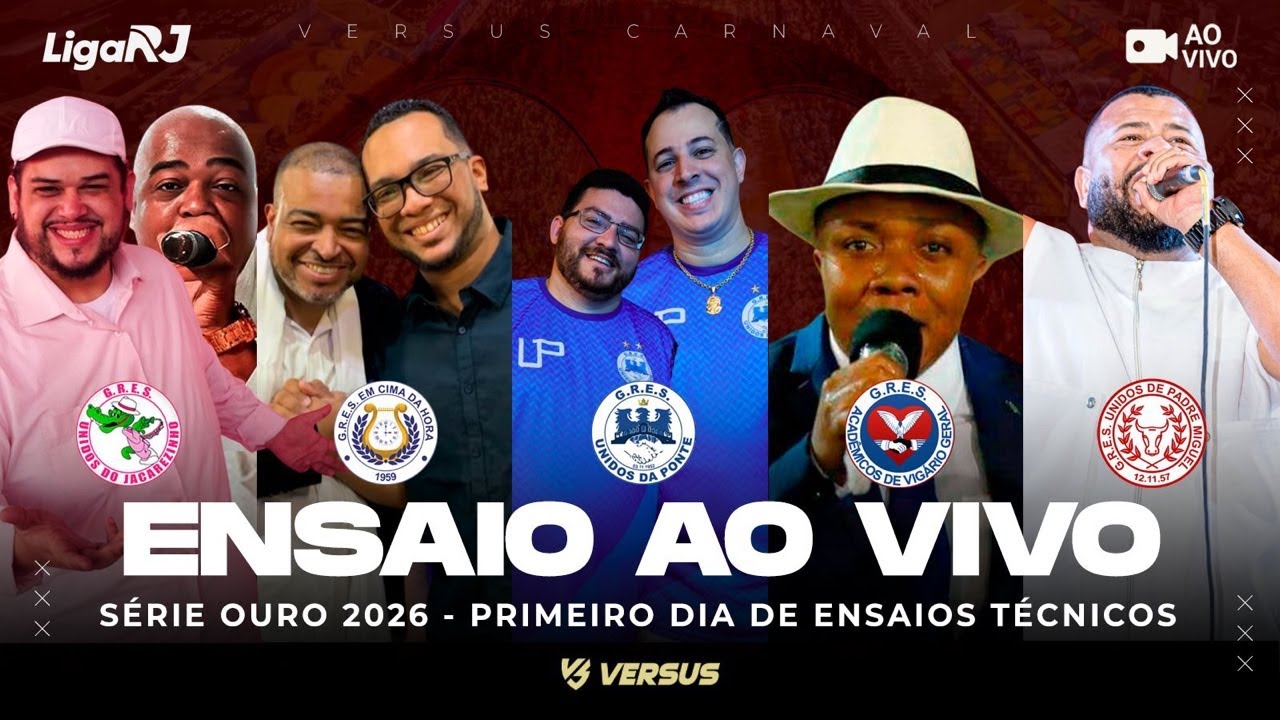 ENSAIO TÉCNICO SÉRIE OURO 2026 AO VIVO - JACAREZINHO, EM CIMA DA HORA, PONTE, VIGÁRIO GERAL E UPM