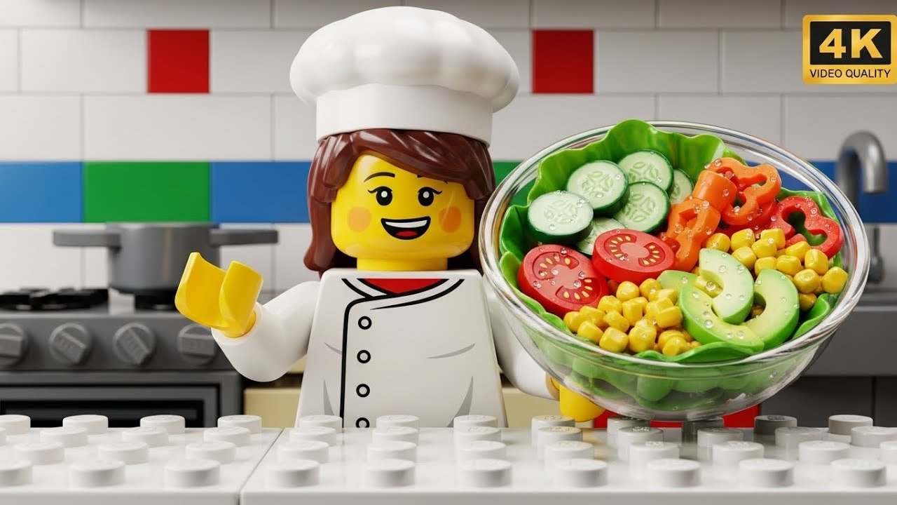 Oddly Satisfying: Slicing LEGO Vegetables for a Fresh Salad 🥗✂️
