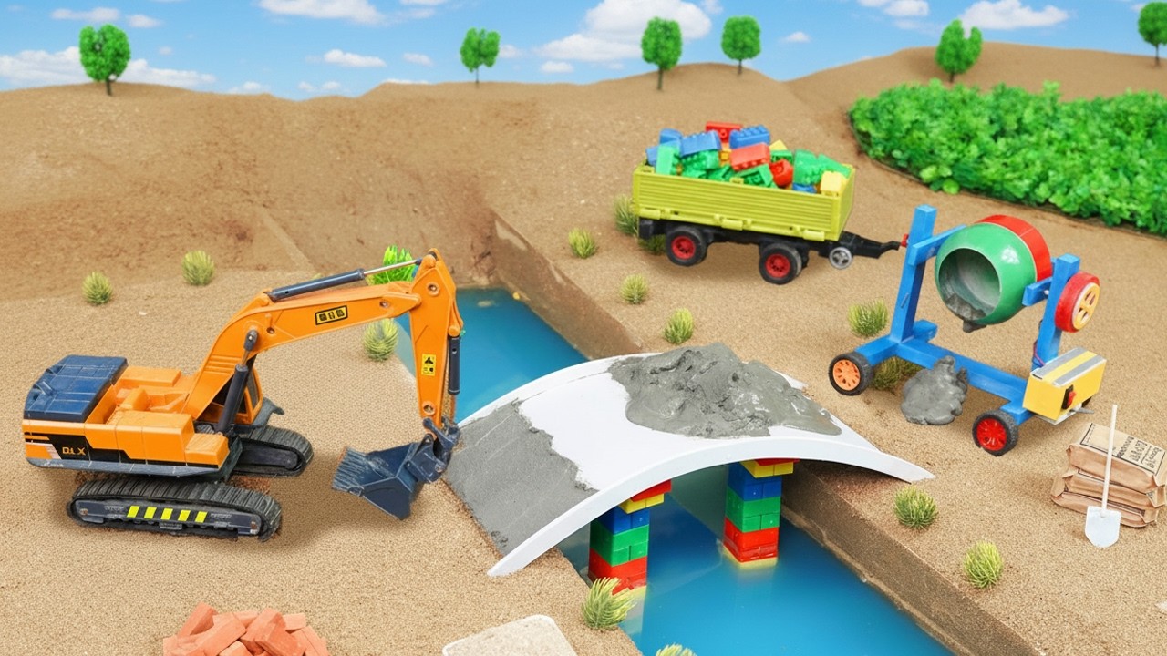 How to Build a Cement Bridge with Brick Design | DIY Mini Road Project