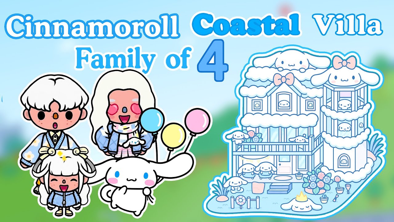 Building a Dream Home for Cinnamoroll Family of 4 🌊 Coastal Villa 💙 Toca Boca | SanSan Toca Channel