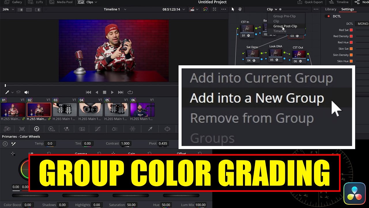 DaVinci Resolve Groups Explained for Batch Color Grading [ How To Use Group Clips ] Tutorial