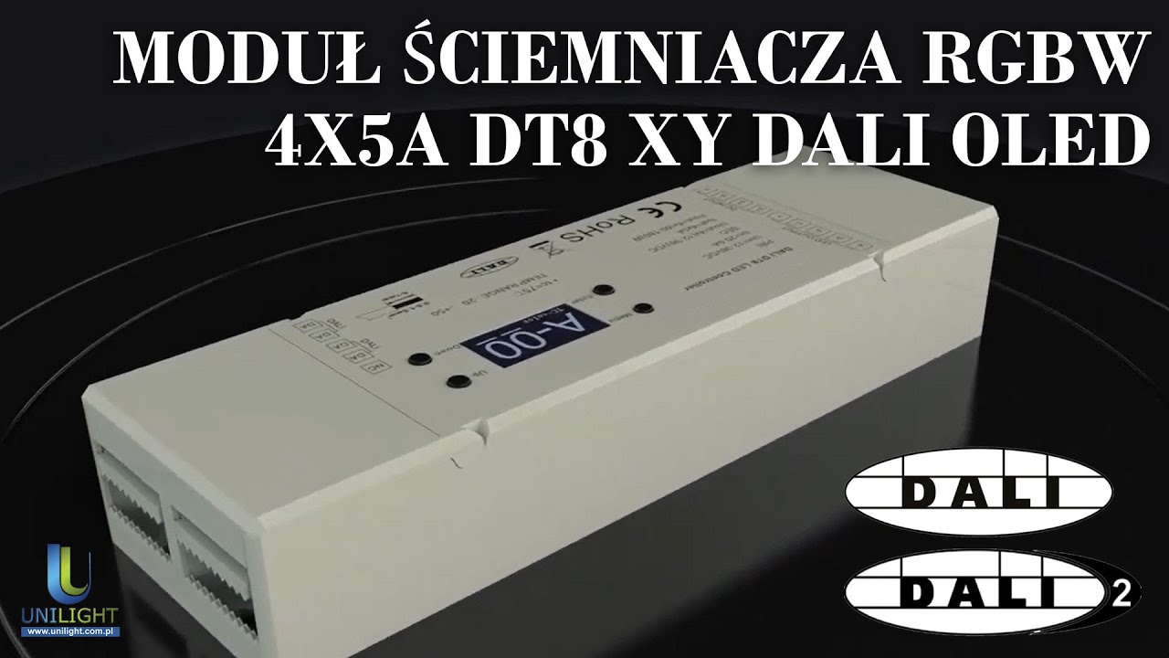 MODUŁ ŚCIEMNIACZA RGBW 4X5A DT8 XY DALI OLED