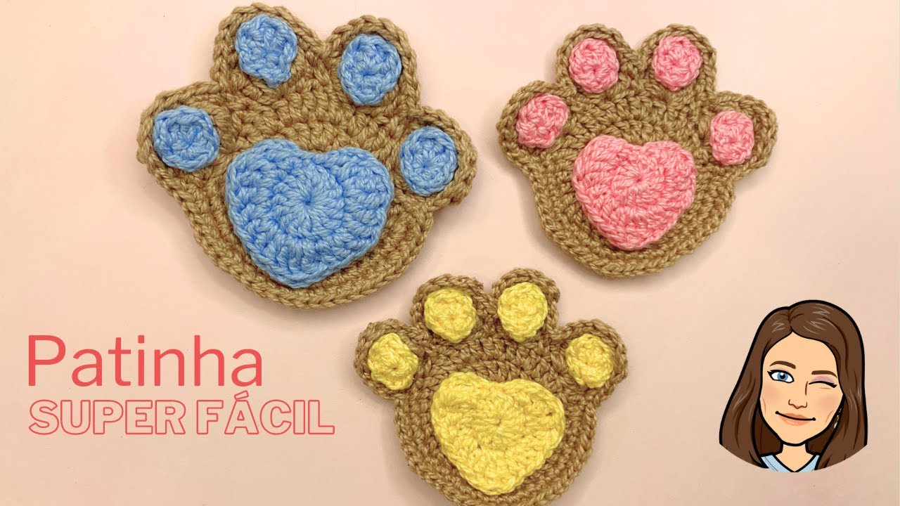 Tutorial de Croche Iniciante - Receita Grátis - Patinha de Cachorro - Chaveiro - Croche para aplicar