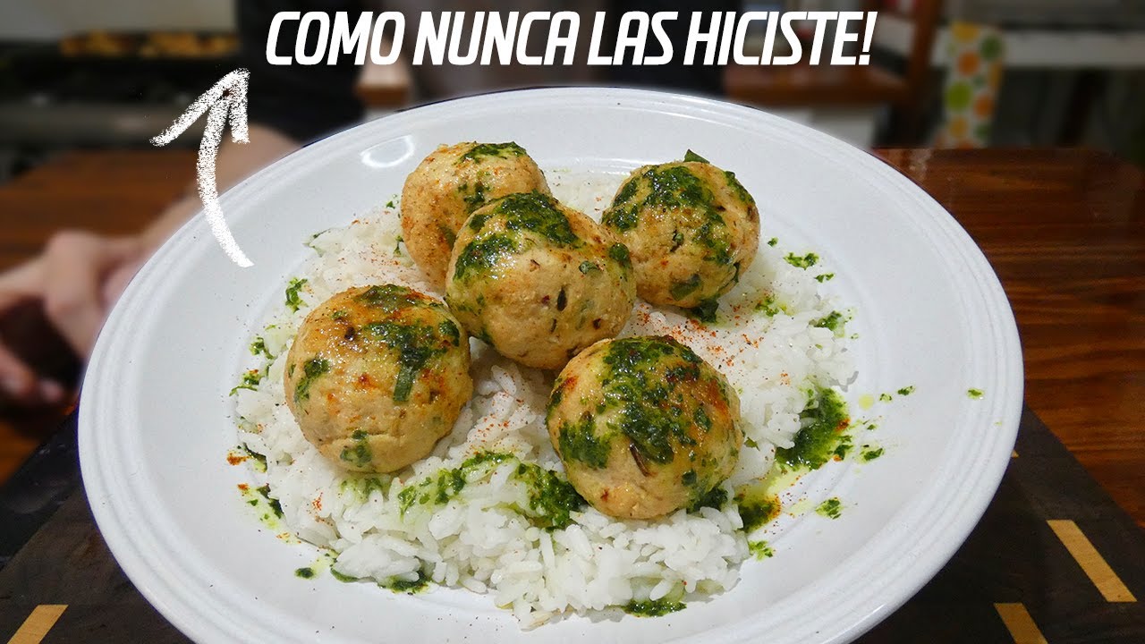 ALBÓNDIGAS de POLLO con ricota y pesto