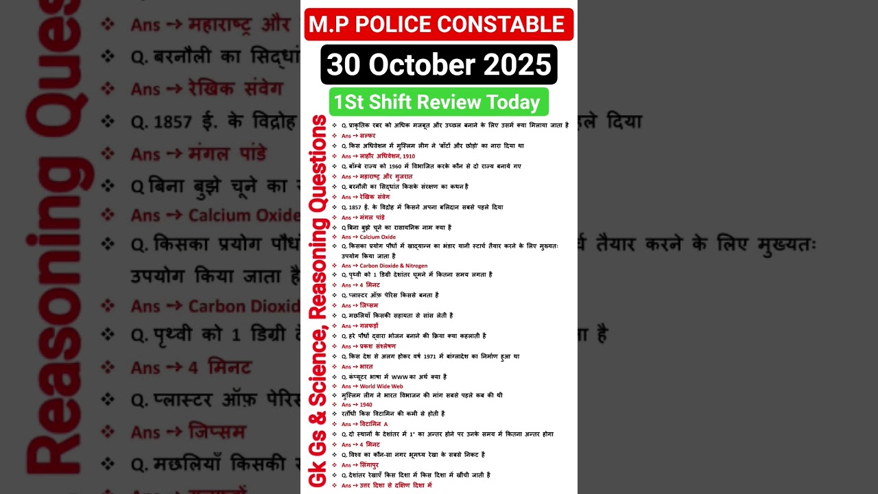 M.P Police Constable Exam Analysis 2025 | M.P Police Constable Paper Analysis |MP Police Exam review