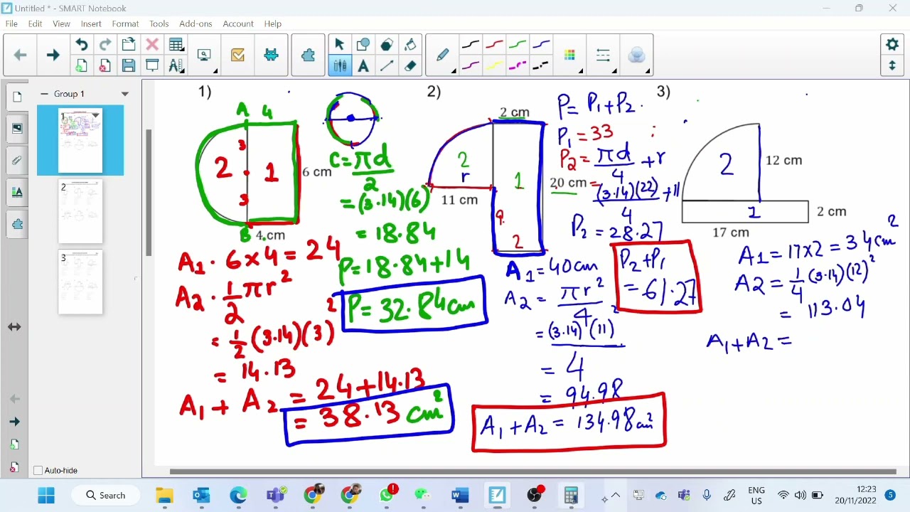 Area and perimeter of composite shapes with Circle: IGCSE: Mathematics: Circumference: Arc Length
