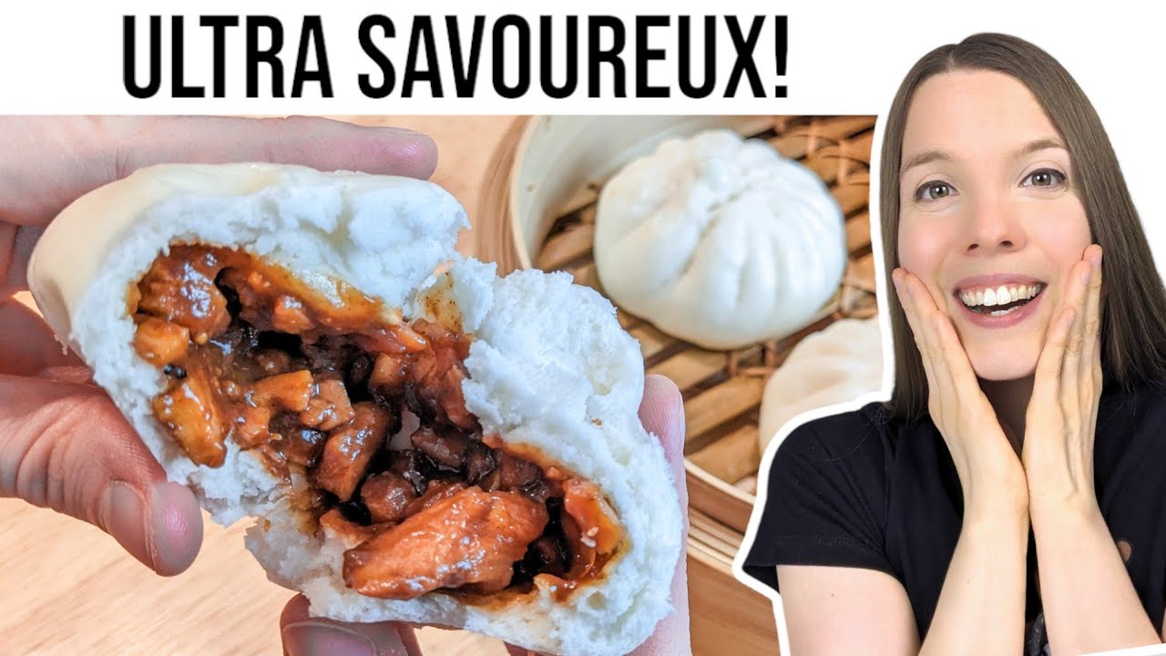 BRIOCHES VAPEUR AU POULET CHAR SIU - STEAMED CHINESE BBQ CHICKEN BUNS - HOP DANS LE WOK!