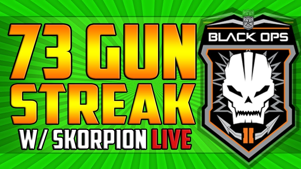 Black Ops 2 - *LIVE* 73 GUNSTREAK w/ SKORPION on HIJACKED!