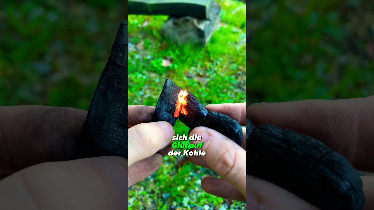 Alte Kohle als Zunder verwenden?😱🔥 #bushcraft#gutzuwissen#survivalskills#wissenswert #feuer#zunder