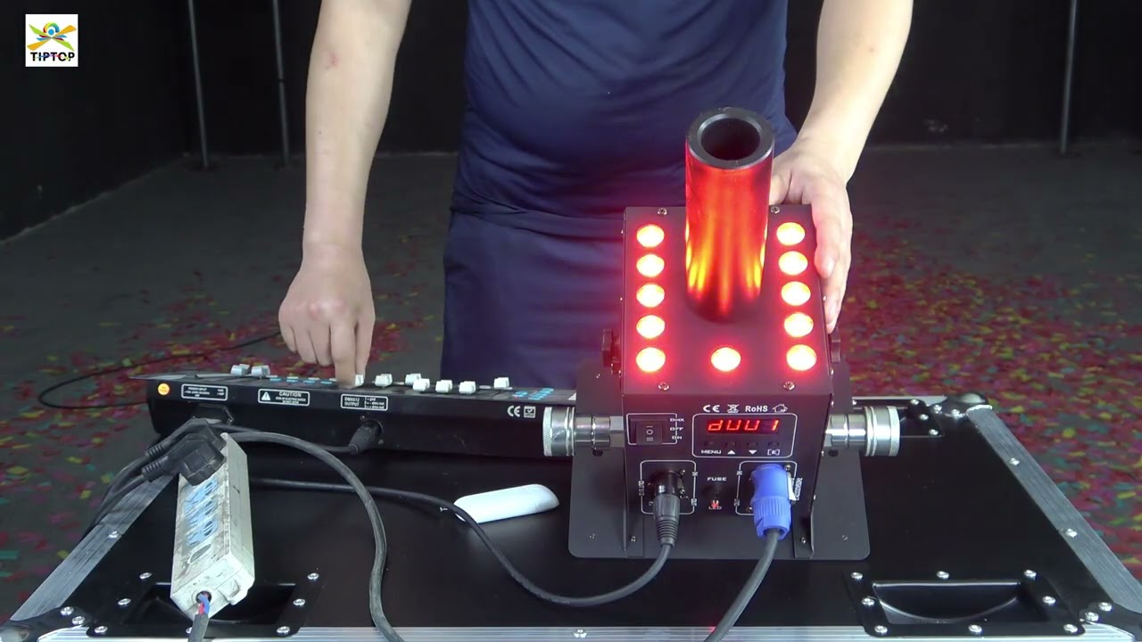 TIPTOP 12X3W RGB 3IN1 Led Co2 Jet Machine DMX512 Power/Electrical Remote Control Blow Effect TP-T21