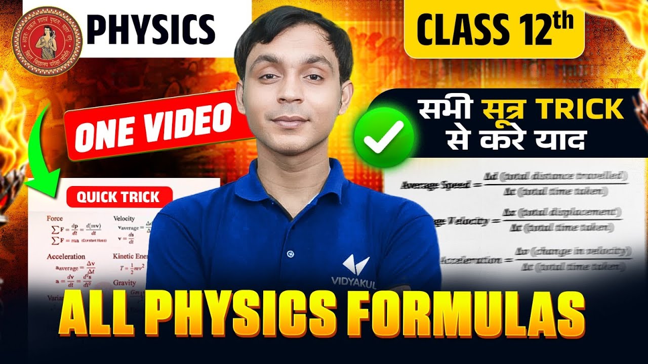 𝐁𝐢𝐡𝐚𝐫 𝐁𝐨𝐚𝐫𝐝 𝐂𝐥𝐚𝐬𝐬 𝟏𝟐 | 𝐏𝐡𝐲𝐬𝐢𝐜𝐬 𝐌𝐨𝐬𝐭 𝐈𝐦𝐩𝐨𝐫𝐭𝐚𝐧𝐭 𝐅𝐨𝐫𝐦𝐮𝐥𝐚𝐬 | 𝐎𝐧𝐞 𝐒𝐡𝐨𝐭 | 𝐁𝐒𝐄𝐁 𝐄𝐧𝐠𝐥𝐢𝐬𝐡 𝐌𝐞𝐝𝐢𝐮𝐦 𝟐𝟎𝟐𝟔