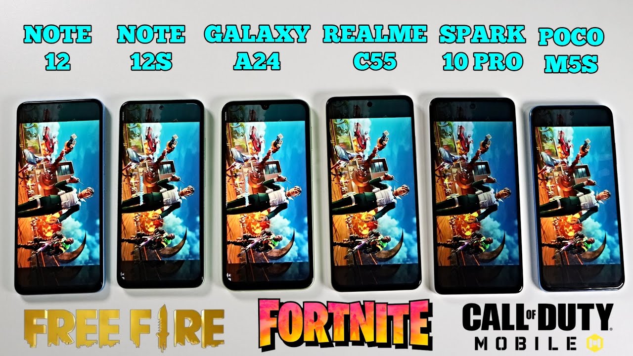 SpeedTest FORTNITE/FreeFire/COD/ Note 12/12S vs Galaxy A24 vs Realme C55 vs SPARK 10Pro vs Poco M5S🔥
