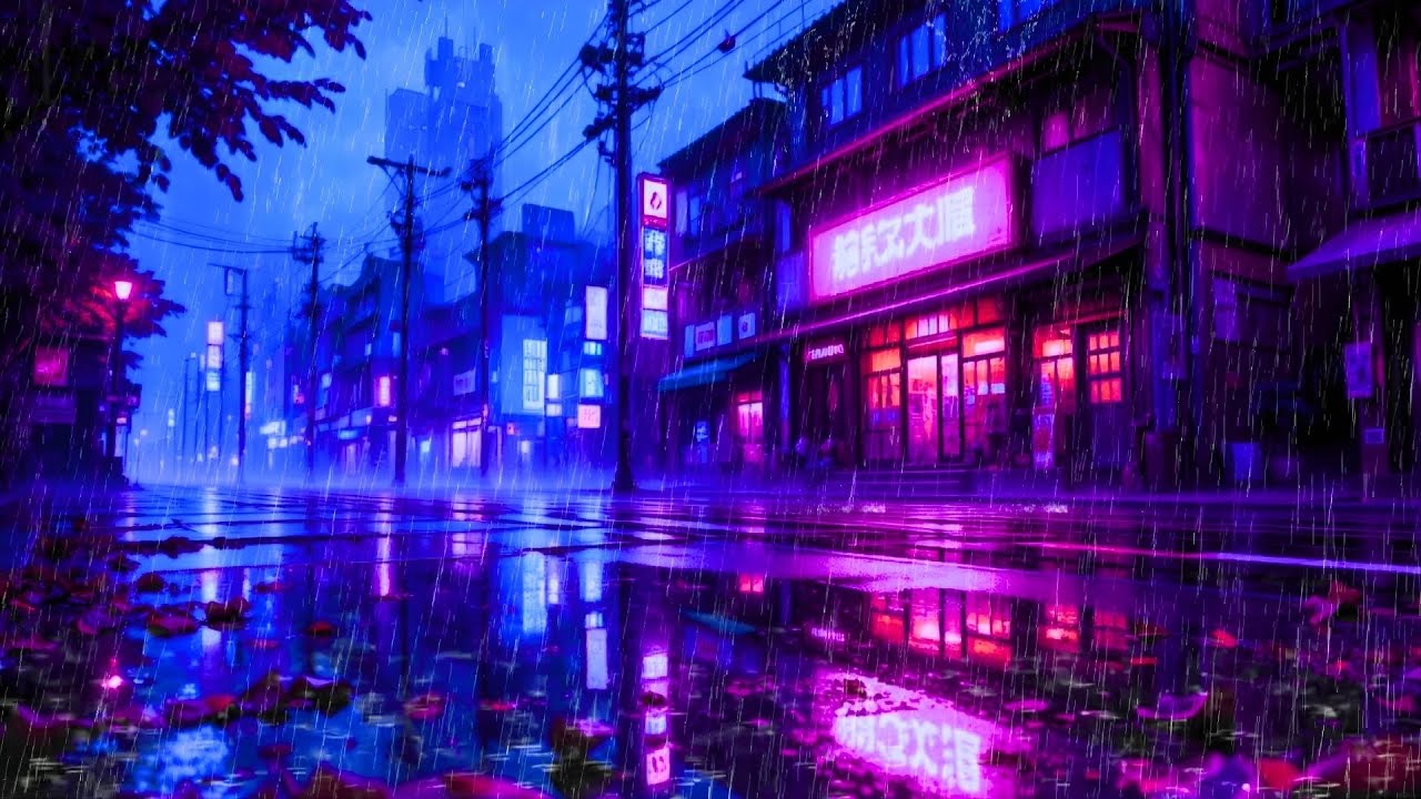 Lonely Rainy Street at Night 🌧️🌃 Lofi for Deep Sleep & Insomnia Relief