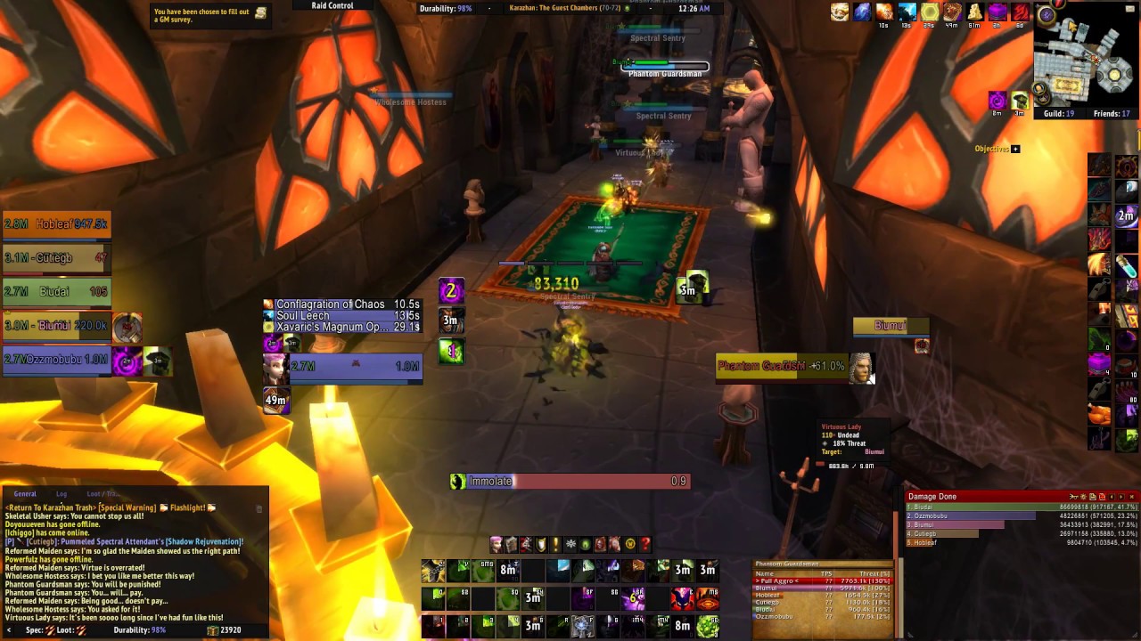 26 mins Legion Nightbane Karazhan Speed Run - Warlock POV