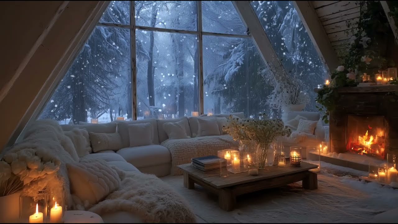 🎹Cozy Winter Piano ❄️ | Fireplace & Gentle Snowfall | 2 Hours Relaxing Focus Ambience