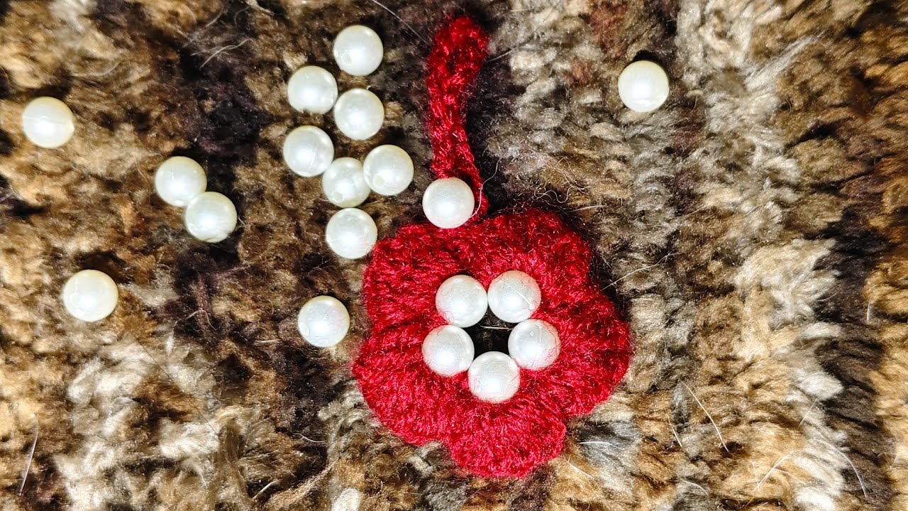  Multiuse crochet flower with beads. Easy for beginners. Keychain , bagcharm #crochet#yarn#viral#fun
