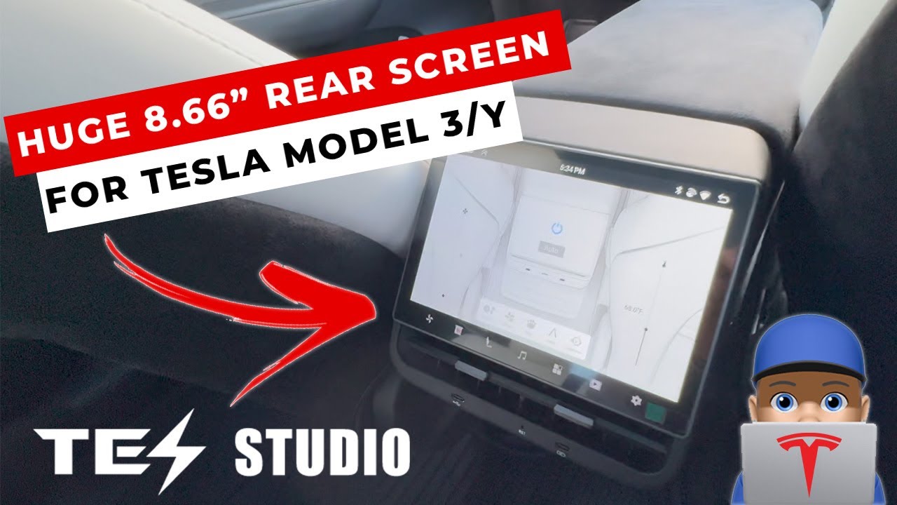 Задний дисплей Tesla Model 3/Y 8,66 дюйма с функцией блокировки от детей, датчиком положения сиде...
