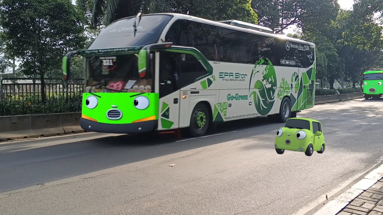Wow Ada Banyak Bus Besar, Truk Kontainer Besar, Truk Tangki Berubah Jadi Tayo Lucu.