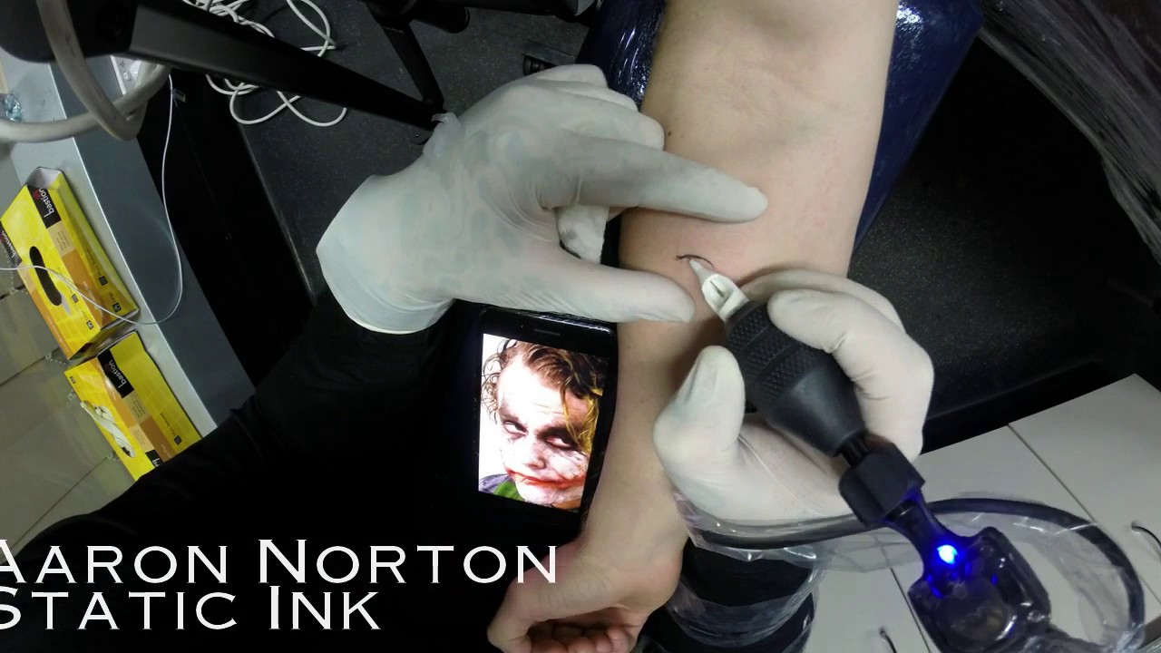 Heath ledger joker pure freehand no stencil tattoo by Aaron Norton at Static Ink Australia