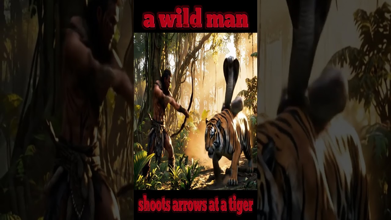 A wild man shoots arrows tiger 
