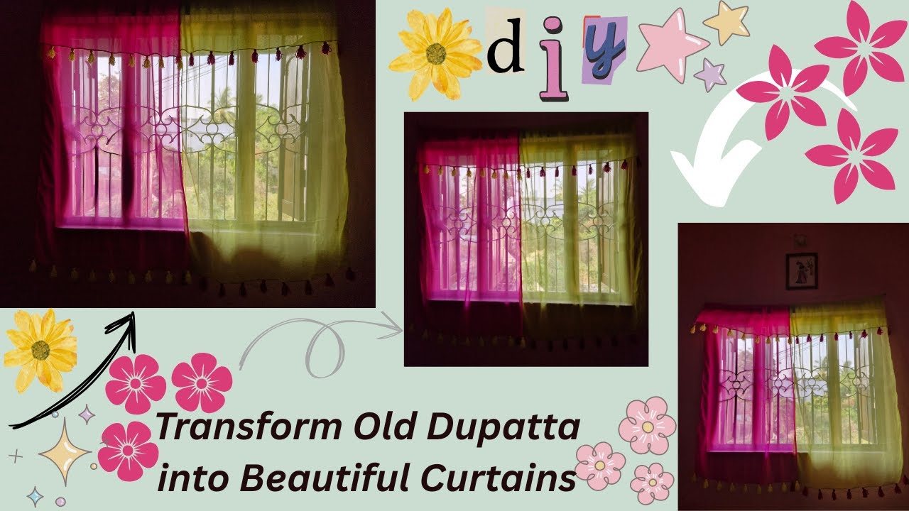 Transform Old Dupatta into Beautiful Curtains #diy #craft #curtains #viralvideo #trending #reuse