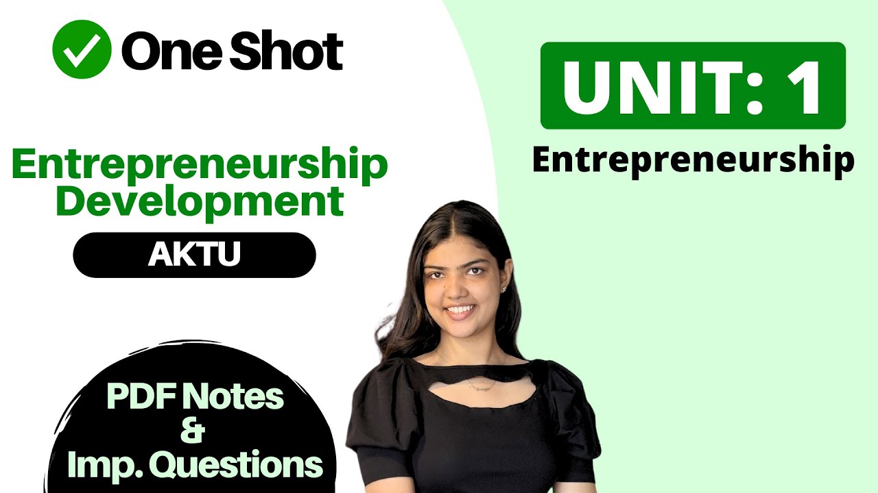 Entrepreneurship Development AKTU One Shot Unit 1 🔥 PDF Notes & Important Questions