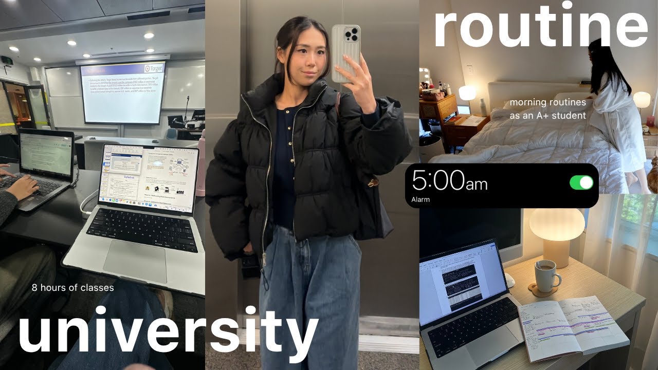 UNI VLOG 💻 5AM morning, studying at the library, classes, self care night routine, grocery shopping