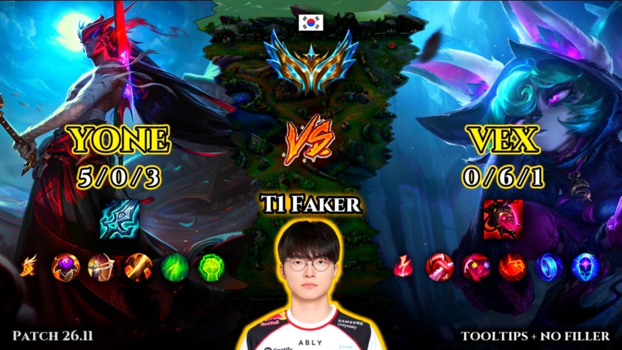 T1 Faker | Yone MID vs Vex | Patch 26.11 | 2026-06-07 | KR CHALLENGER
