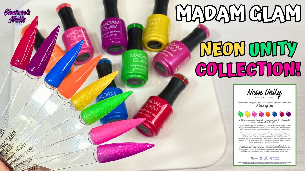 Madam Glam Neon Unity Collection (Gel Polish Swatches! June 2024) Pride #madamglam #neonunity #pride