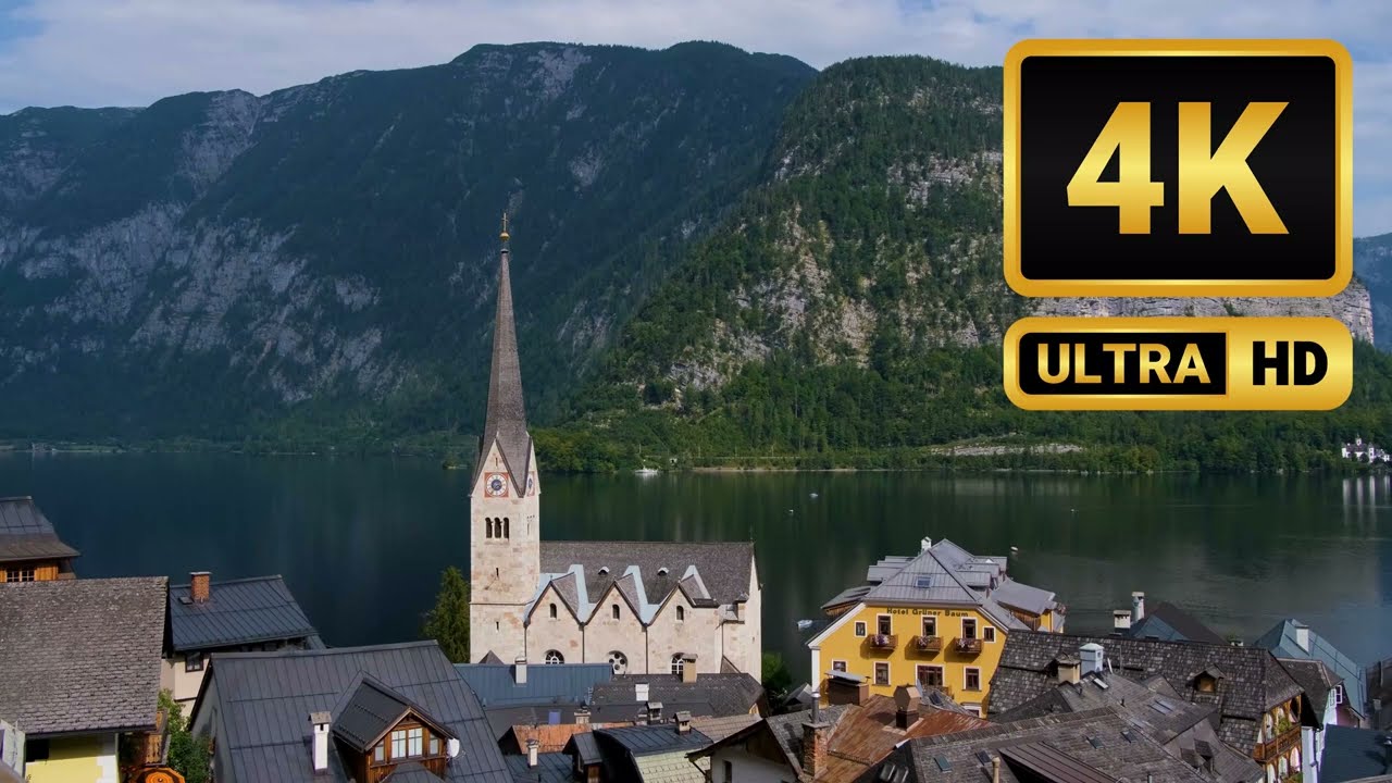8hrs | 4K - 🏡Small Town in Europe: Hallstatt, Austria - Scenic Relaxation Film with Nature Sounds