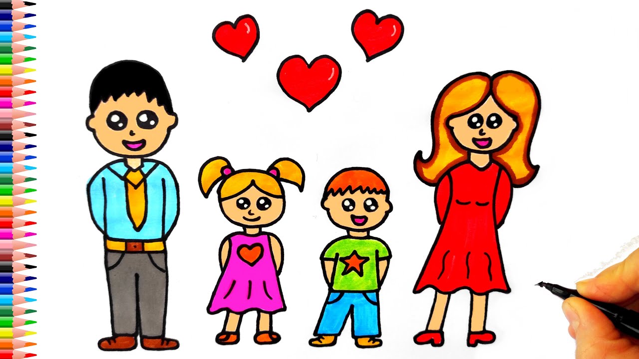 Aile &Ccedil;izimi 👨&zwj;👩&zwj;👧&zwj;👧 Anne Baba ve &Ccedil;ocuk &Ccedil;izimi - Aile Resmi Nasıl &Ccedil;izilir? Mutlu Aile &Ccedil;izimi
