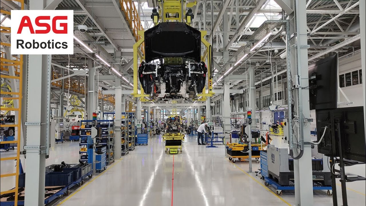 Overhead conveyor for final assembly, Electric monorail system EMS, ASG Robotics