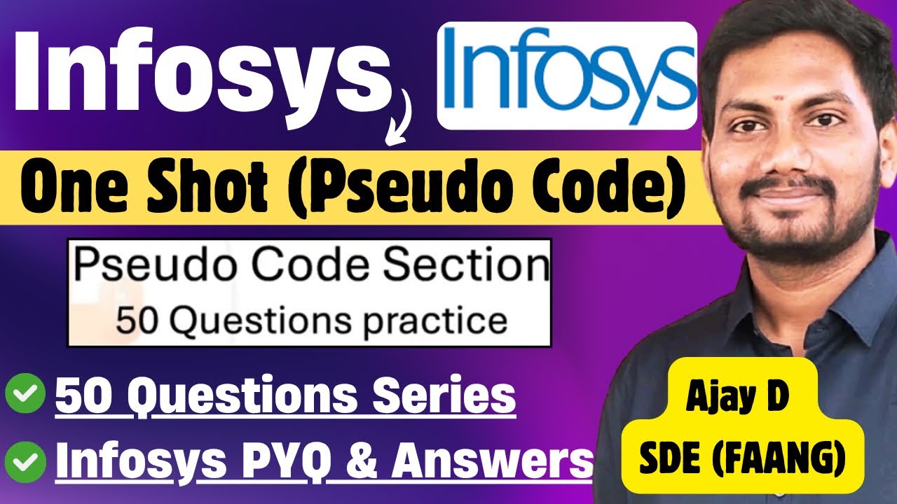 🔥Infosys Pseudocode Questions and Answers 2025 |Infosys One Shot |50 Question Series System Engineer