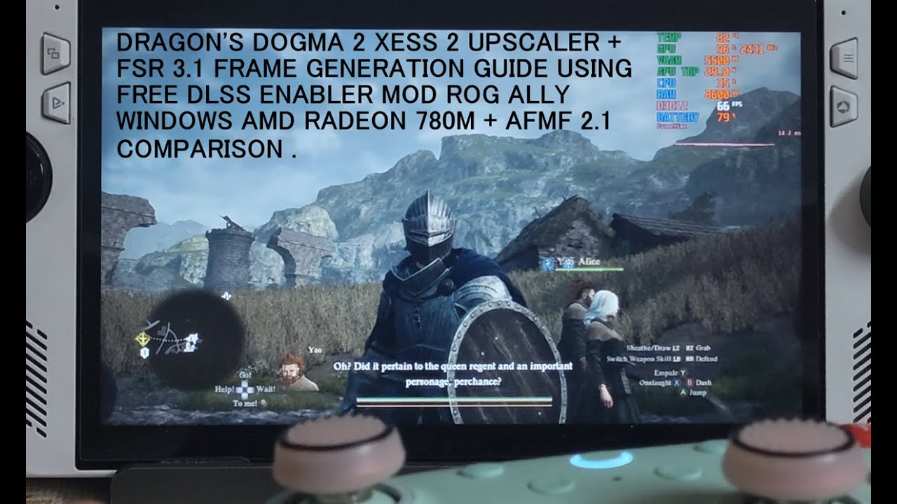Сравнение Rog Ally Dragon's Dogma 2 XeSS 2 + FSR Frame Generation Setup DLSS Enabler + AMD AFMF 2.1