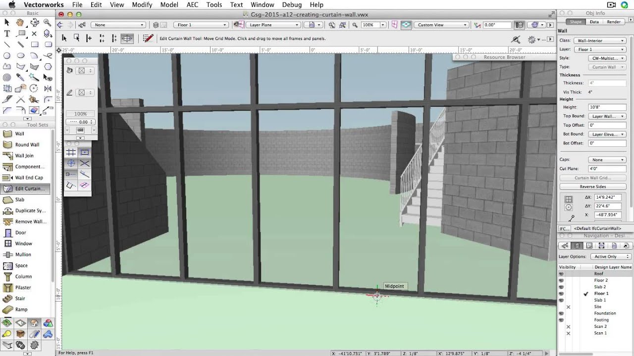 GSG - Vectorworks Architect 2016 - 12 Creating a Curtain Wall