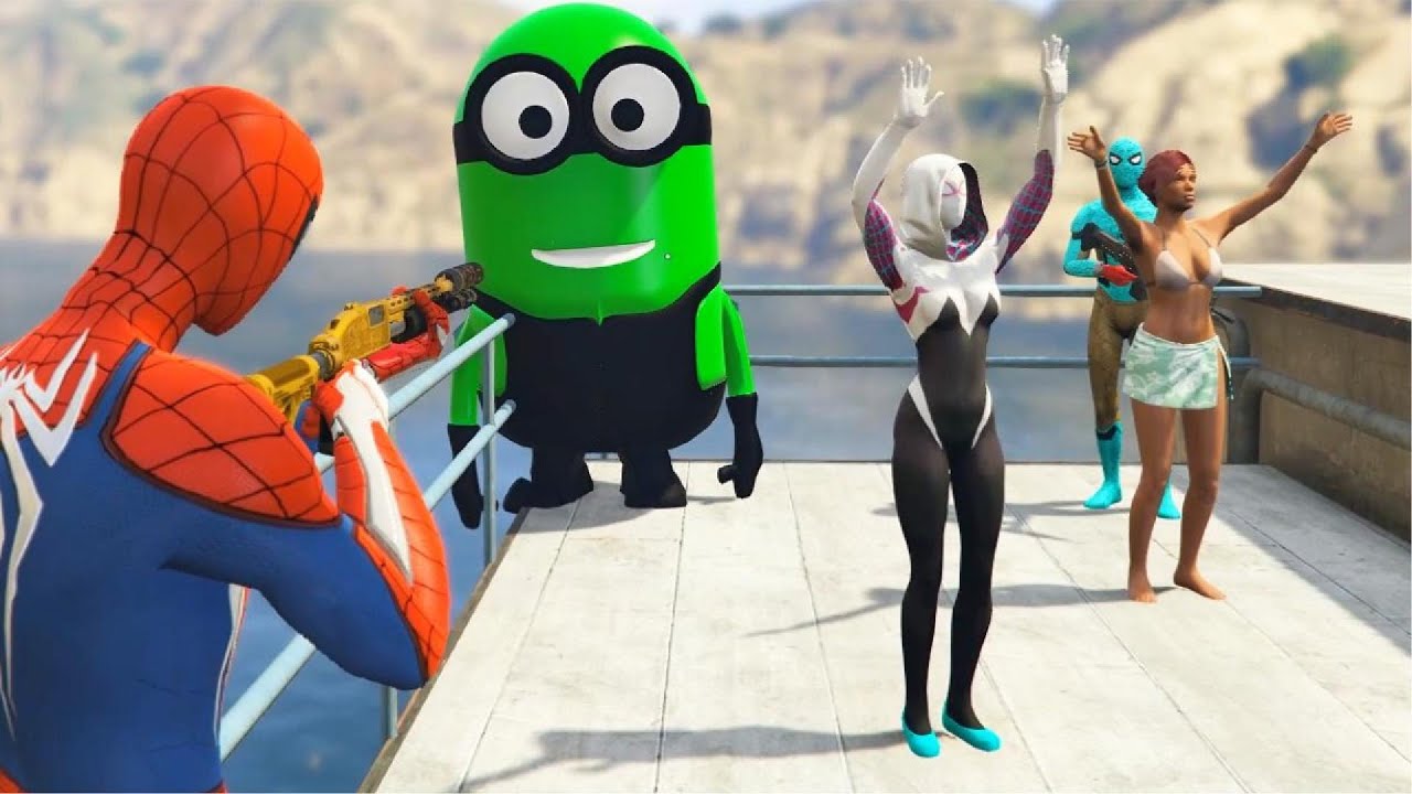 GTA 5 - Spiderman VS Minions Fight Rag doll Gameplay - Spider-man vs Minions Funny Ragdoll - EP13
