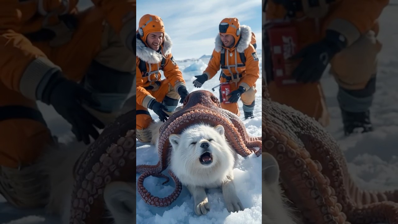 OMG! Giant Octopus ATTACKS Arctic Fox&hellip; Rescue Team Saves the Day! 😱🐙🦊 #wildlife #wildliferescue