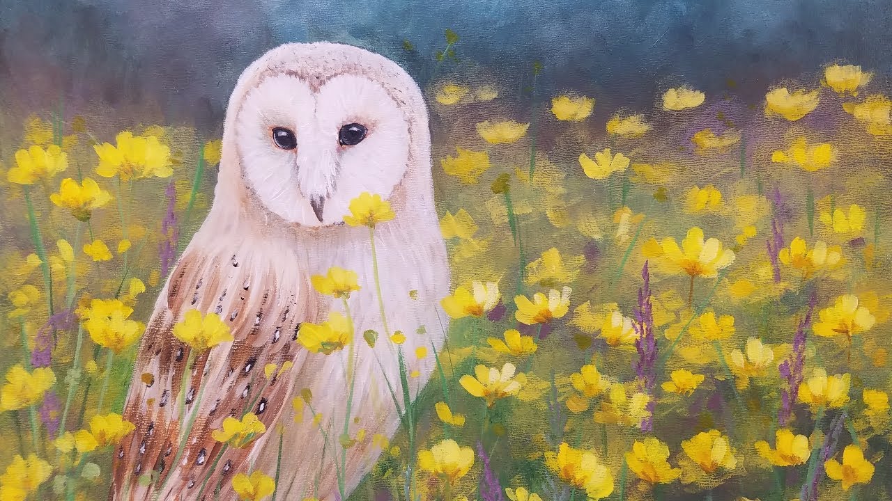 Barn Owl Acrylic Painting Tutorial Realistic Step by Step LIVE