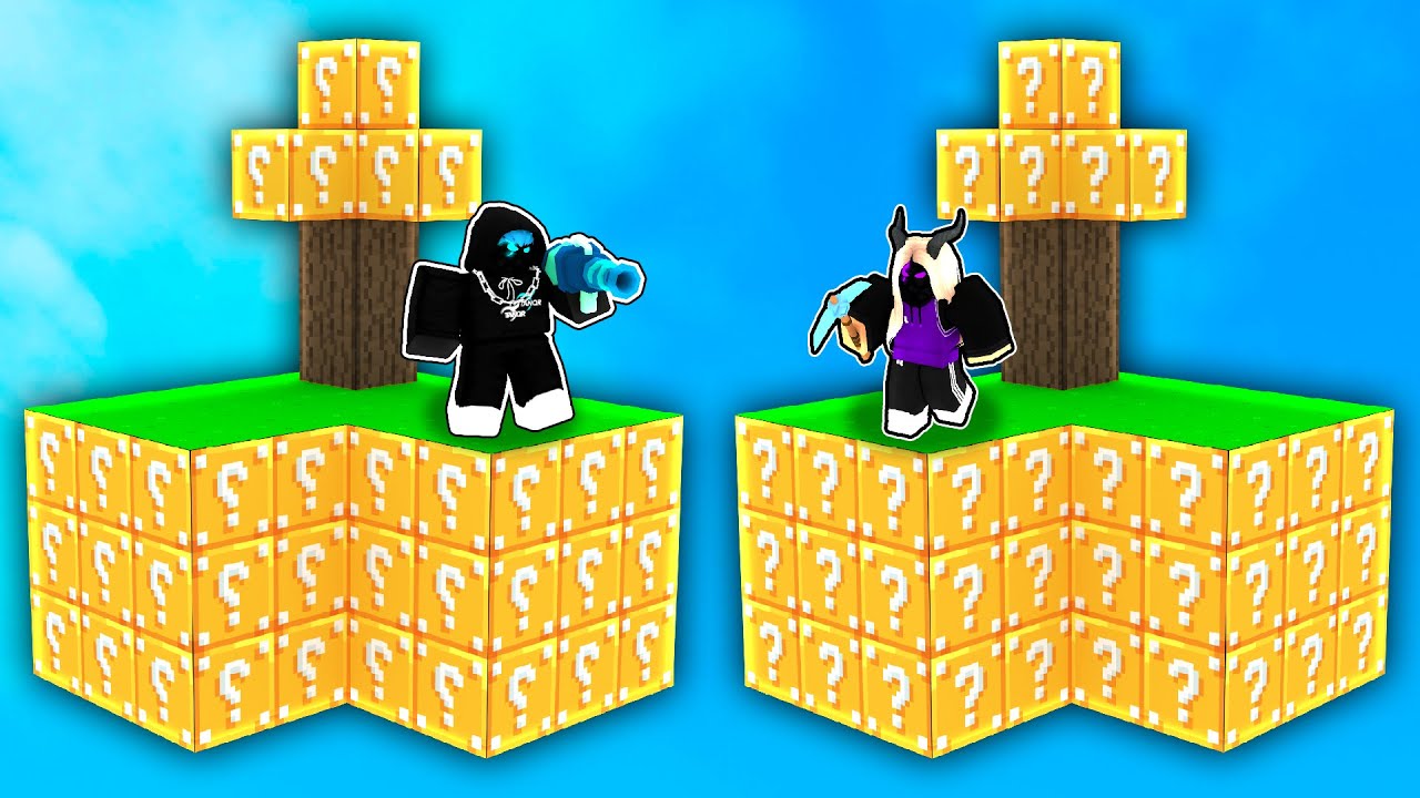 застрял на острове LUCKY BLOCK в Roblox Bedwars..