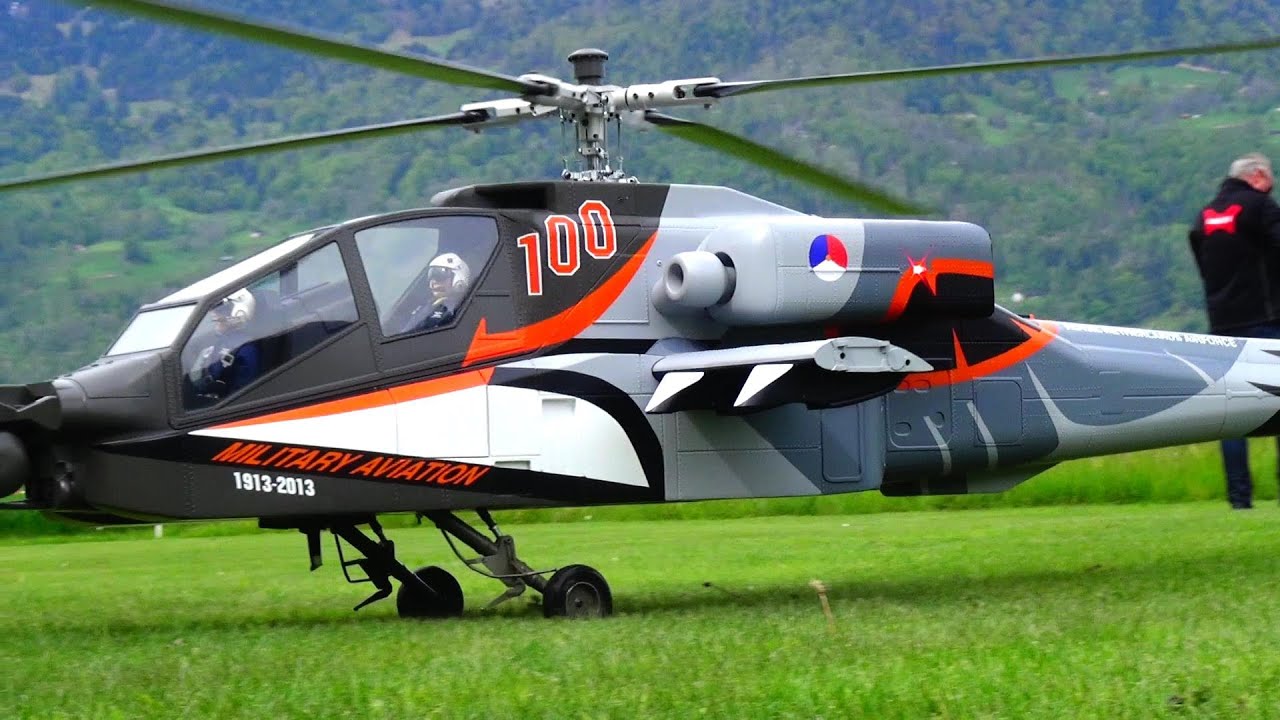 Giant Apache AH-64D RC Turbine Scale Model Helicopter 4 Blade Rotorhead and Tailrotor