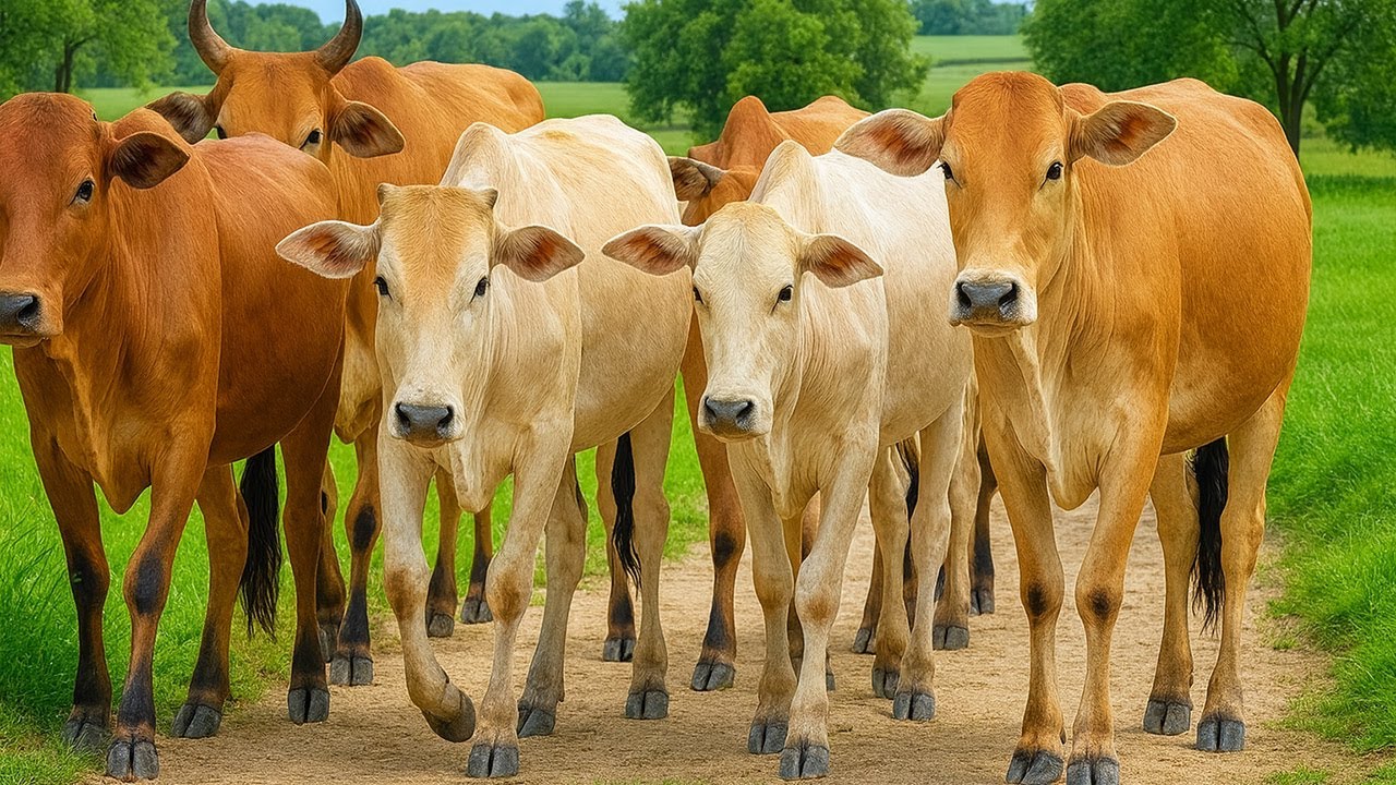 Puluhan Sapi Berjalan Rapi menuju kandang, Suara Sapi Moo, Sapi Lucu yang sehat Berjalan ramai-ramai