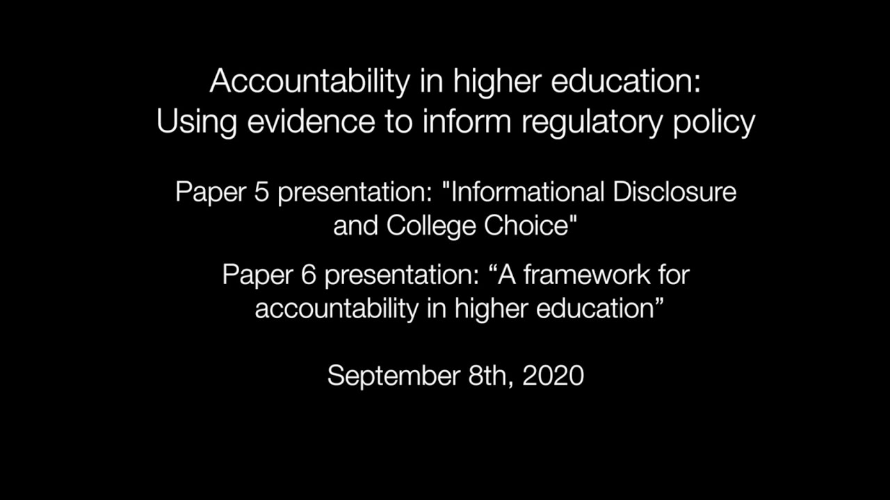 Accountability in higher education: Using evidence to inform regulatory policy - Part 4