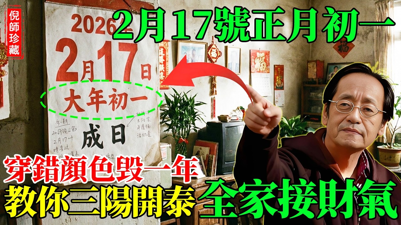 倪海廈：2月17號大年初一：這一天是「成日」也是「坎」！屬狗屬兔的注意，穿錯顏色毀一年？倪師教你「三陽開泰」接財氣！#倪海廈 #正月初一 #壬戌日 #成日 #五行穿衣 #三陽開泰 #生肖運勢