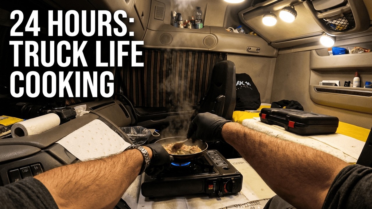 Одинокая ночь и еда бездомного водителя грузовика