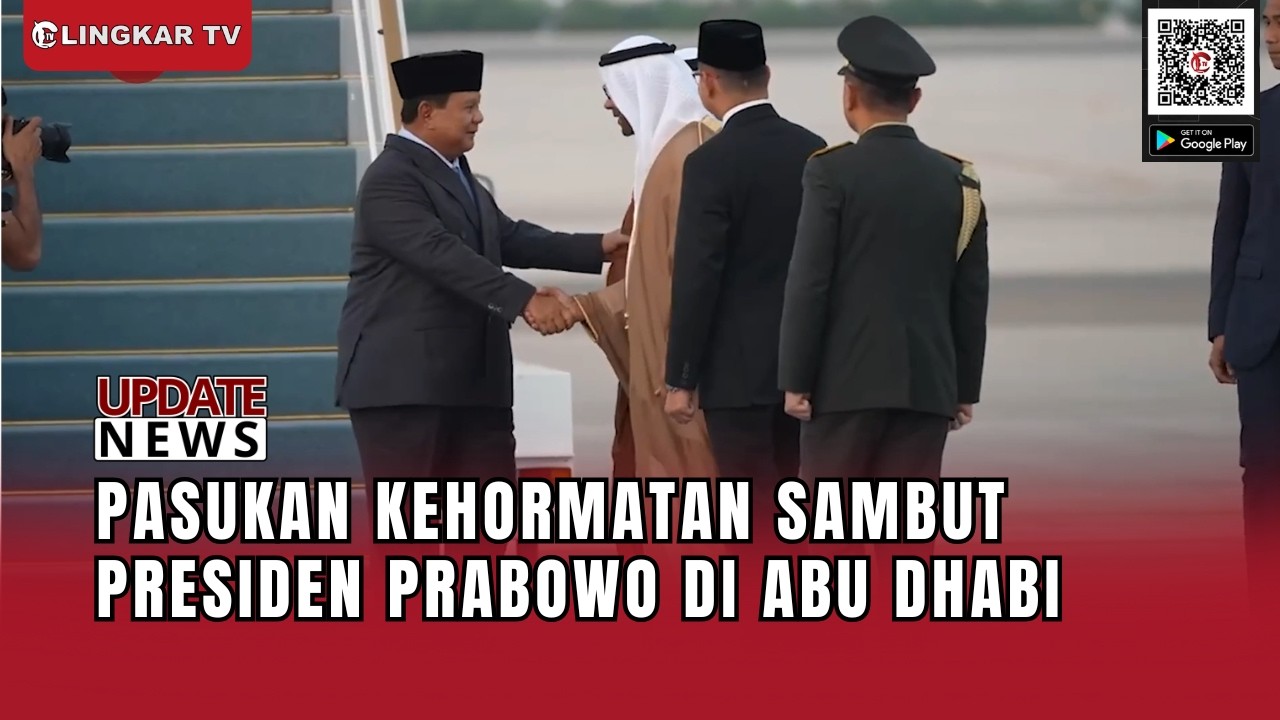 PASUKAN KEHORMATAN SAMBUT PRESIDEN PRABOWO DI ABU DHABI