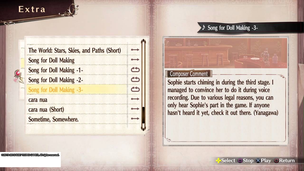 Atelier Sophie Song for doll making 3 with Sophie vocals